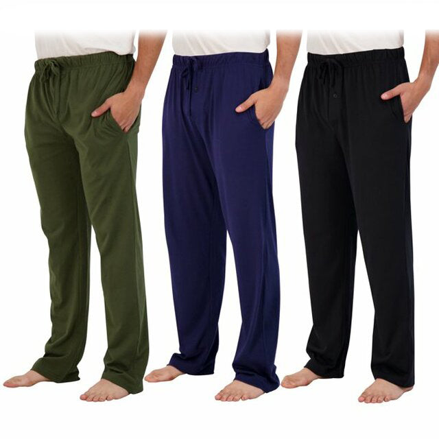 3-Pack: Men's Cotton Lounge Pajama Pants with Pockets Low Pice