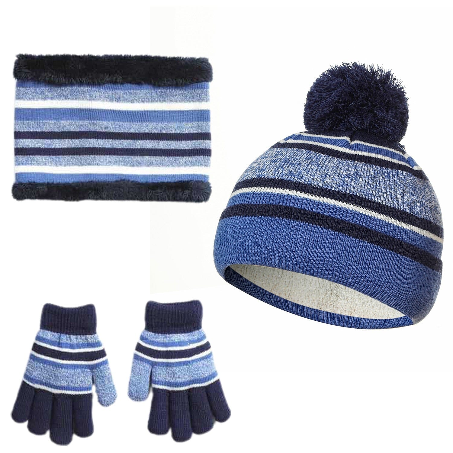 3-Piece Set: Winter Kids Knitted Warm Beanie Hat and Glove for 4-7 Years Old Really For Sale