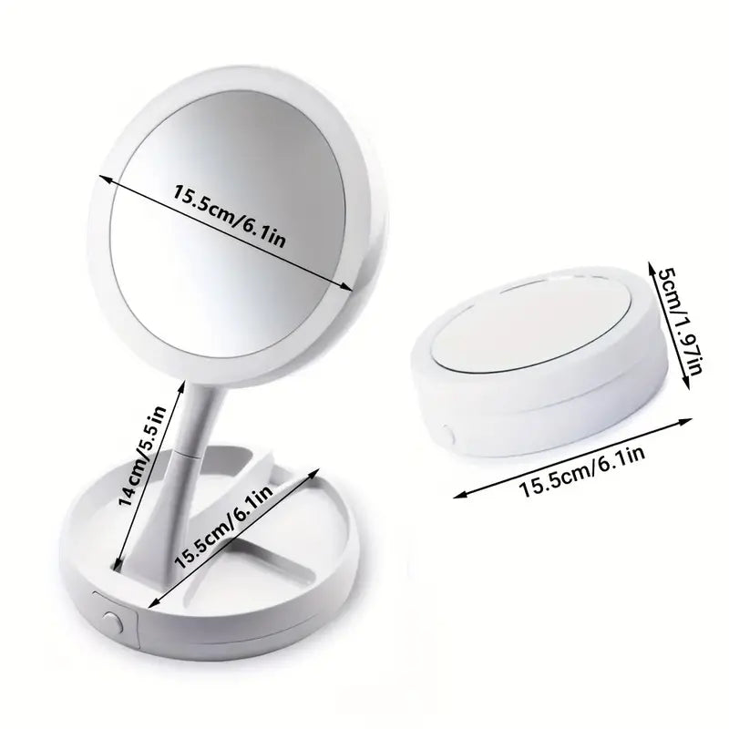 Foldable Makeup Mirror With LED Light Official Site