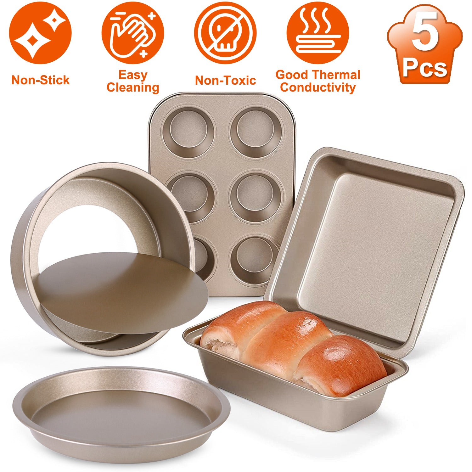 5-Piece: Nonstick Bakeware Set Sast For Sale