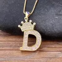 Stainless Steel Gold Overlay Hip Hop Crown A-Z Letters Necklace for Men and Women Outlet Buy