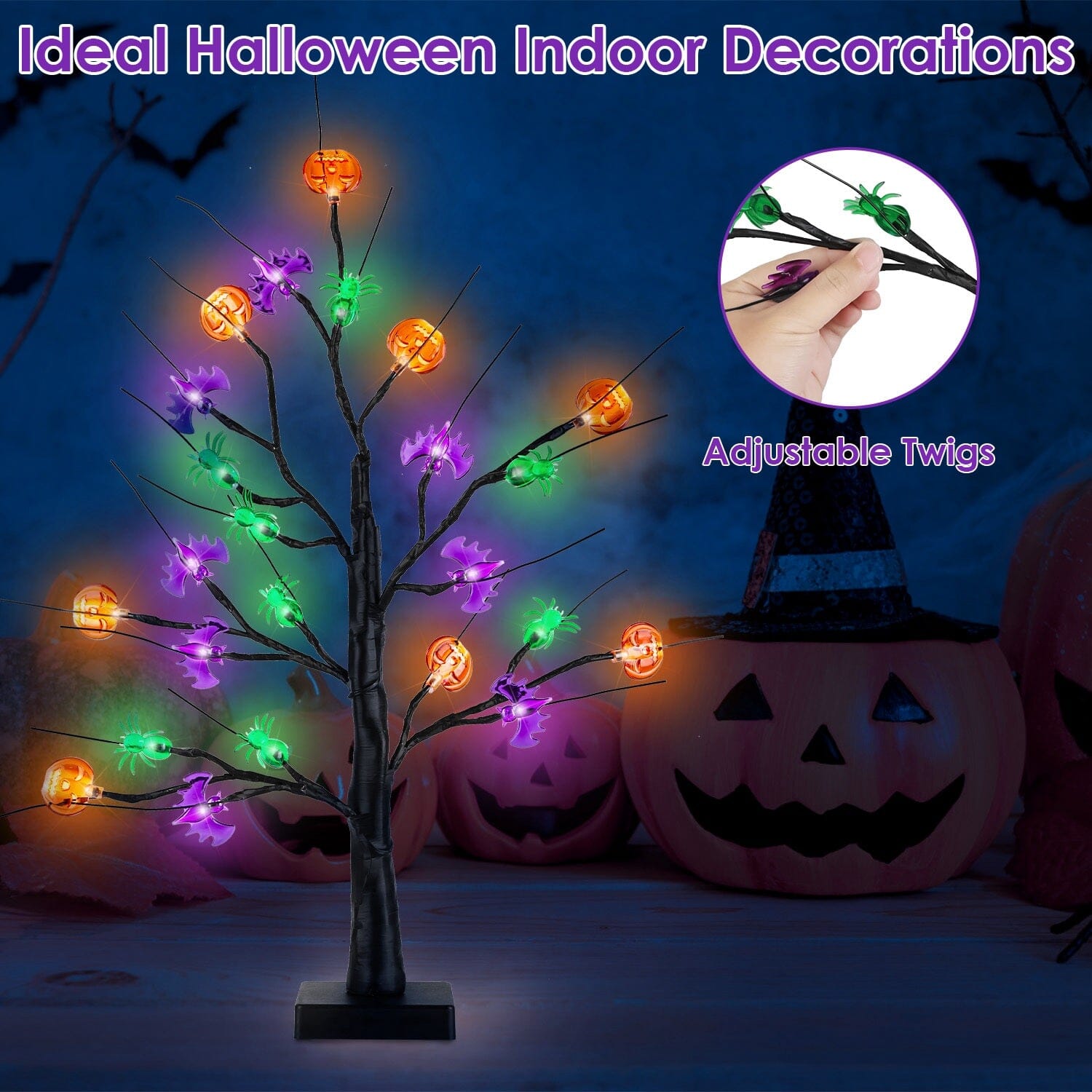 2-Pack: Lighted Halloween Trees with Timer and Adjustable Twigs Discount Nicekicks