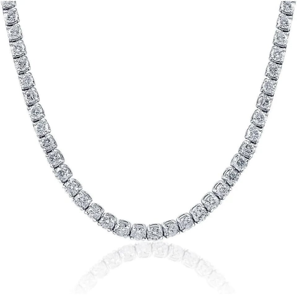 Huge 23 Ct TW Round Cut Natural Diamond Tennis Necklace 14K White Gold 18 Pick A Best For Sale