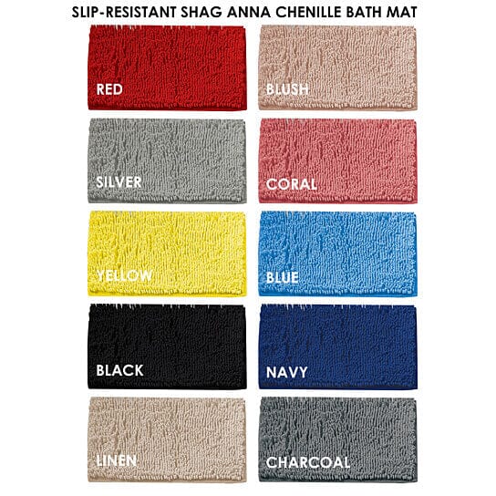 Slip-Resistant Shag Anna Chenille Soft Absorbent Bath Mat Bathroom Rug 17 x 24 Get Authentic For Sale