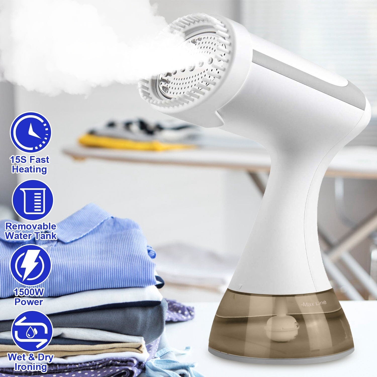 1500W Garment Steamer Portable Handheld Fabric Steamer with Lint Brush Removable 350ml Water Tank Marketable For Sale