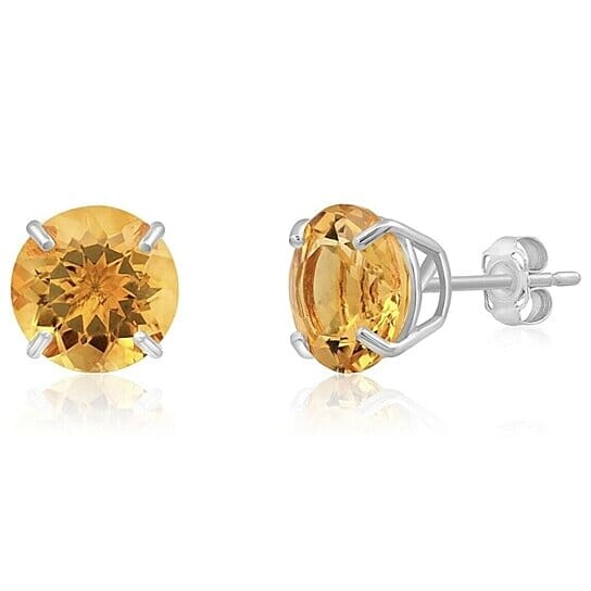 925 Sterling Silver Round Cut Citrine Stud Earrings 2.00 Cttw Low Cost Cheap Pice