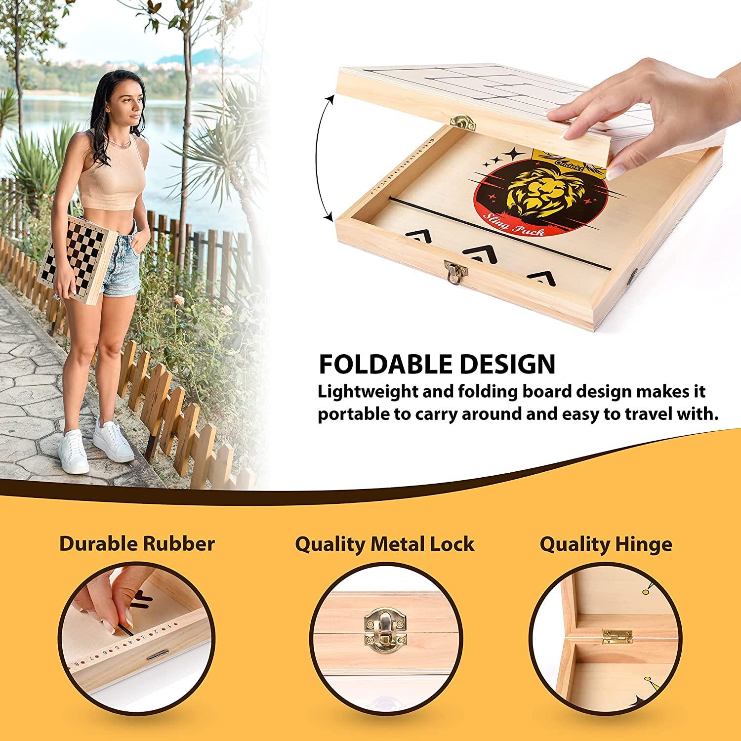 3-in-1 Foldable Wooden Fast Sling Puck Game View