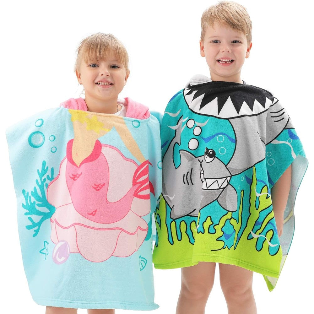 Kids Hooded Soft Microfiber Poncho Towel Big Discount For Sale