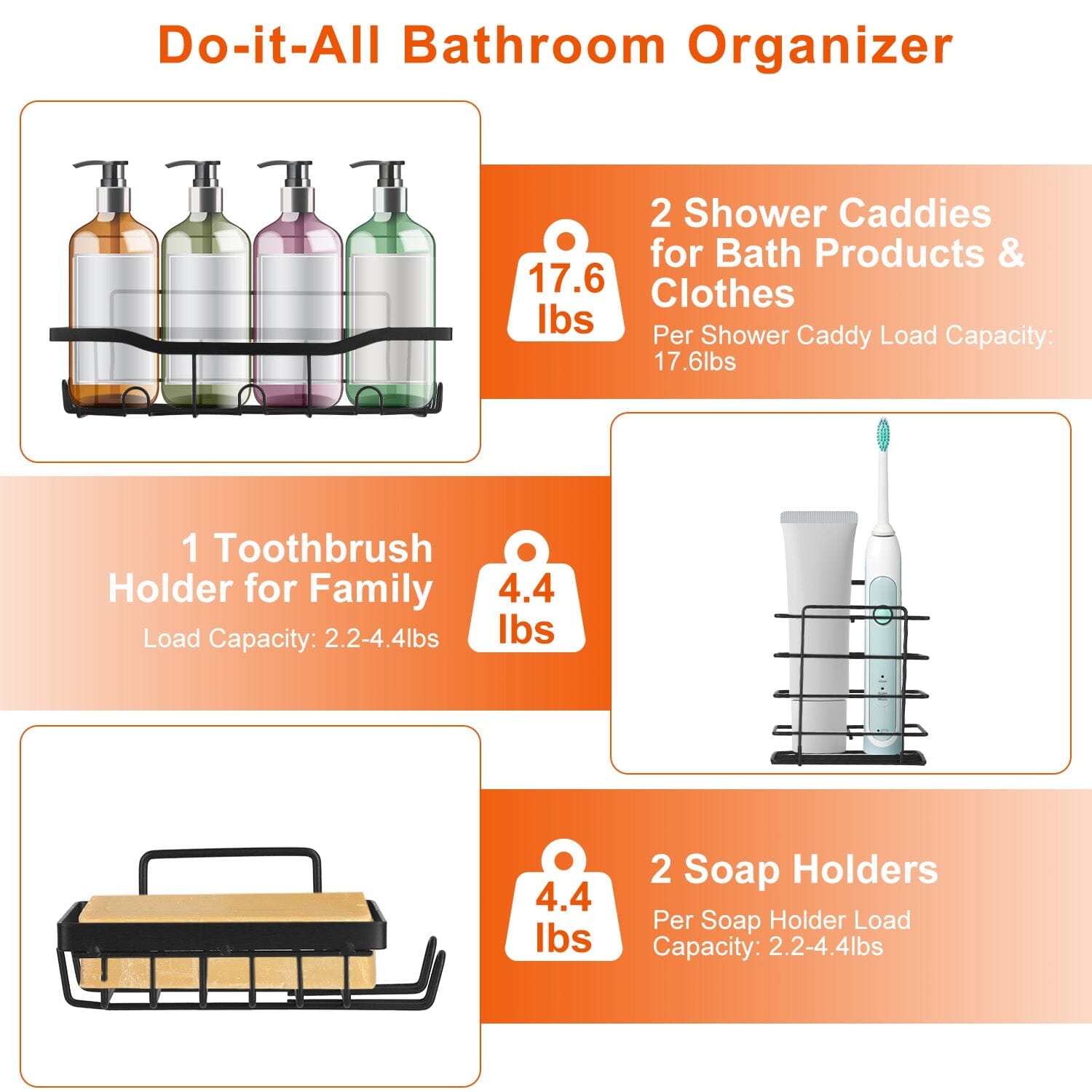 5-Pack: Shower Caddy Shelves with 18 Inbuilt Hooks How Much