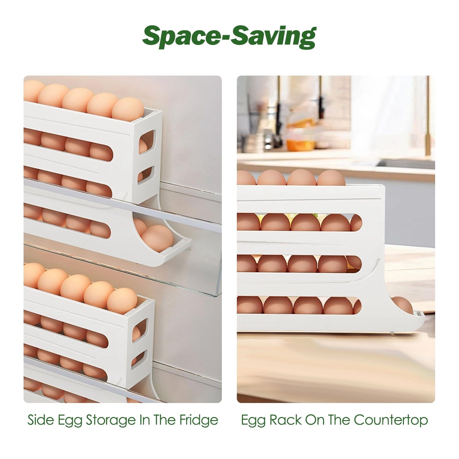 3-Pieces: 4-Tiers Egg Holder Auto Rolling Fridge Egg Organizer Purchase Sale Online