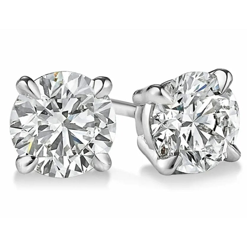 1/2 Ct TW Real Natural Round-Cut Diamond Solitaire 14K Gold Stud Earrings Cheap With Credit Card