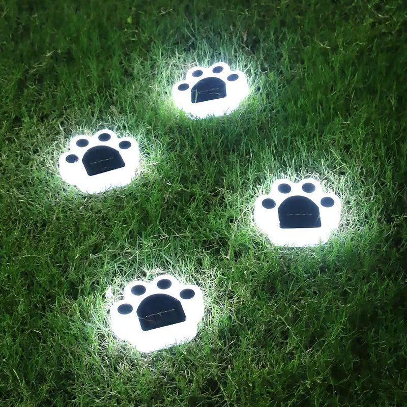 4-Pieces: Cute Paw-Shaped Solar Lawn Lights Factory Outlet For Sale