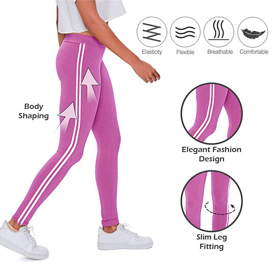 4-Pack: Women's Ultra-Soft Striped Yoga Leggings Discount Cheap Online