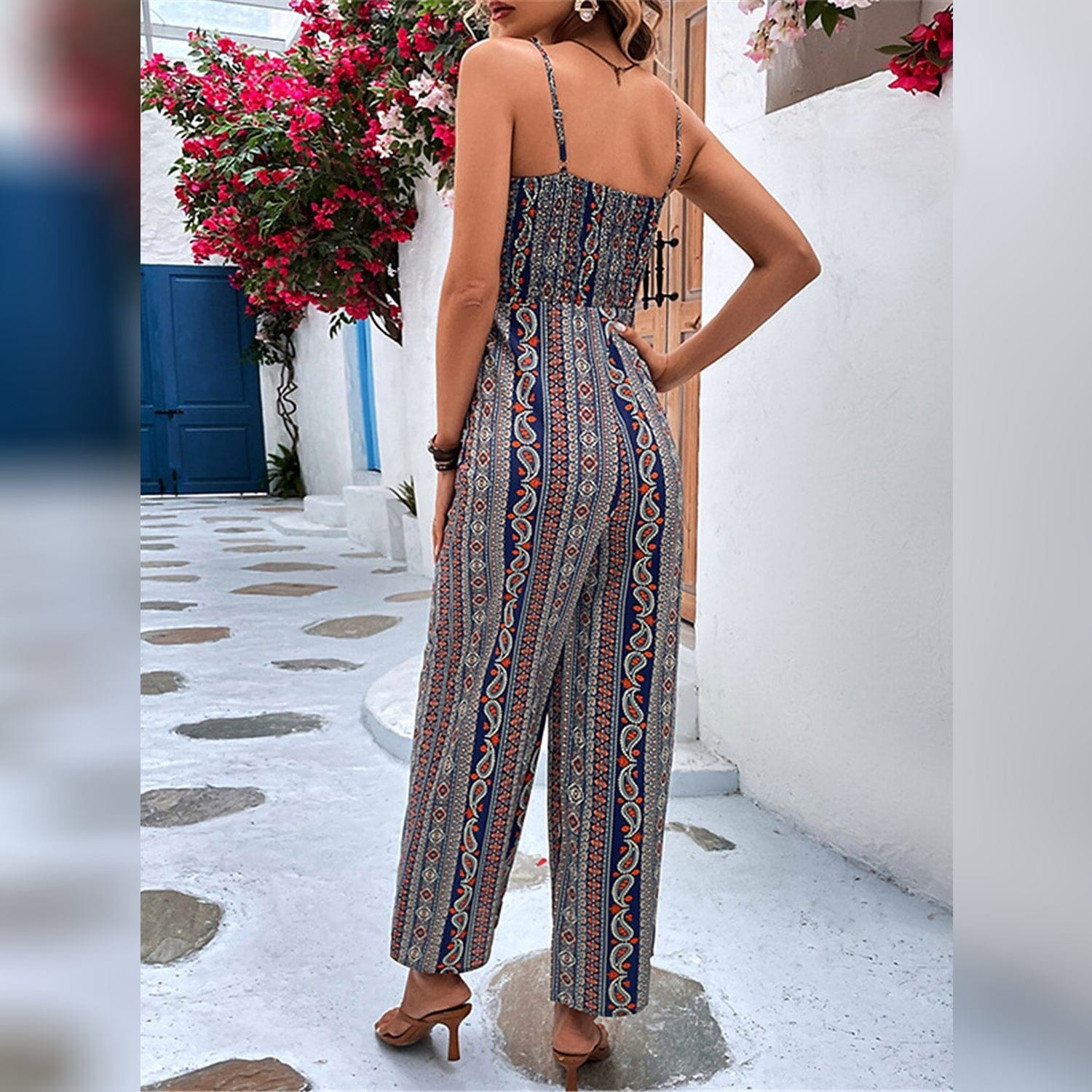 Women's Jumpsuit Pocket Print Geometric Square Low Cost For Sale