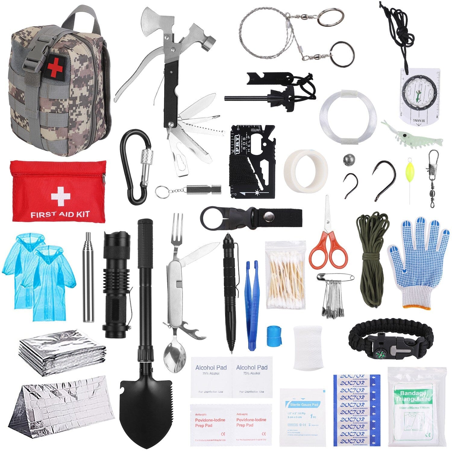 125-Pieces: Emergency Survival Gear Tactical for Outdoor Adventure Cheap Pictures