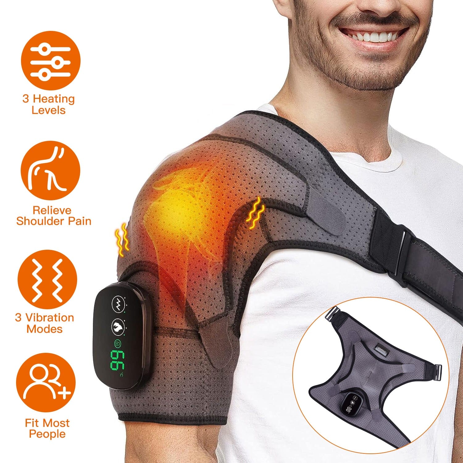 Rechargeable Heated Shoulder Wrap Massager Shoulder Brace Support with 3 Heating Levels How Much Cheap Online