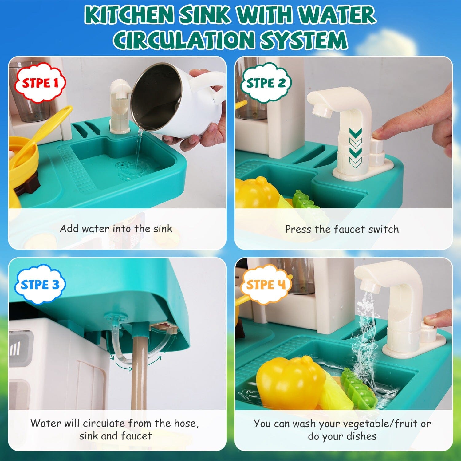 Kids Kitchen Play Set Interactive Pretend Kitchen Toys Cookware Pictures Online