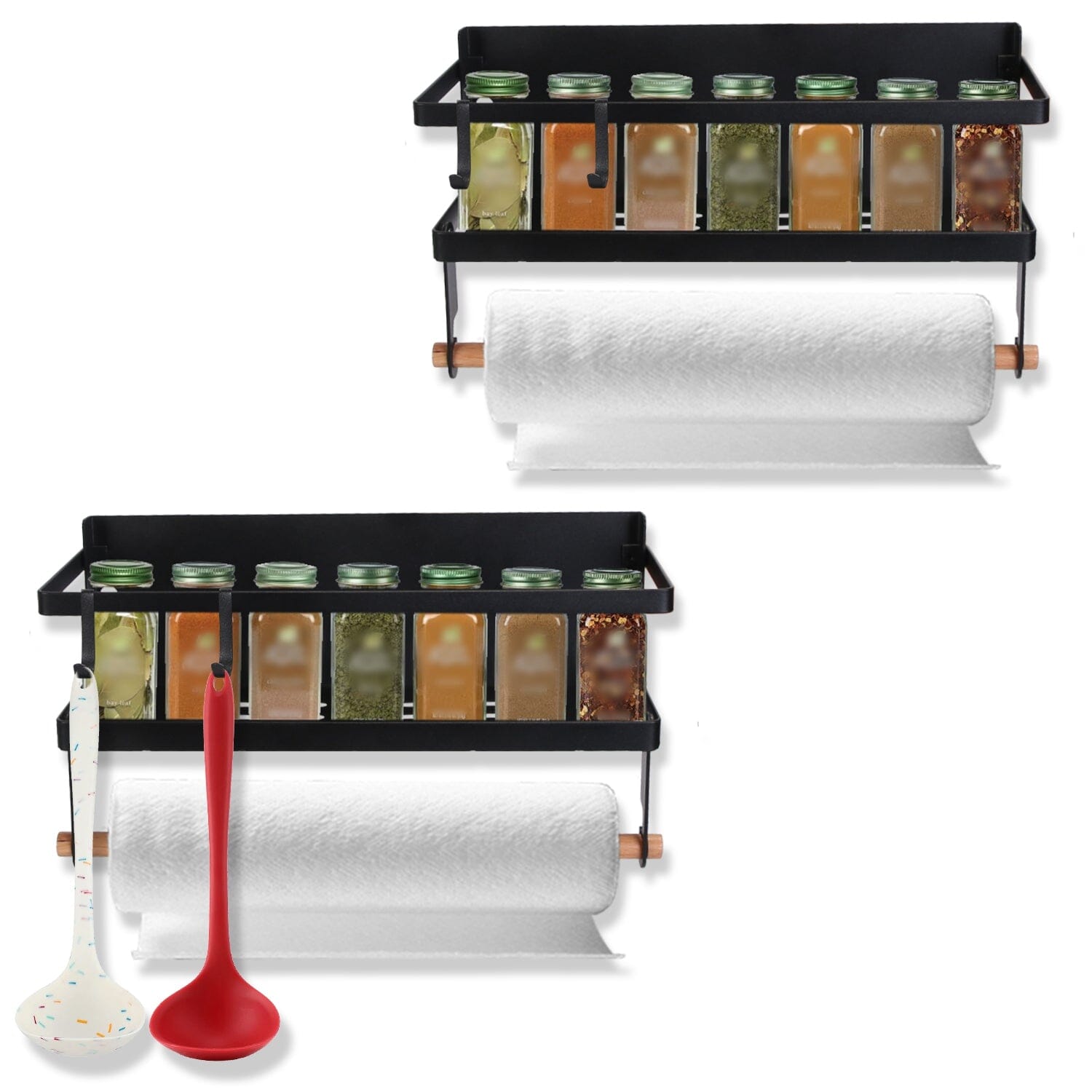 2-Piece: Magnetic Spice Racks for Refrigerator with Paper Towel Holder Cheap Sale Good Selling