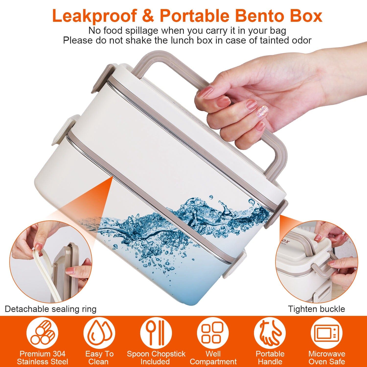 Bento Lunch Box 3 Stackable Food Container with Chopsticks and Spoon Discount 2025 New