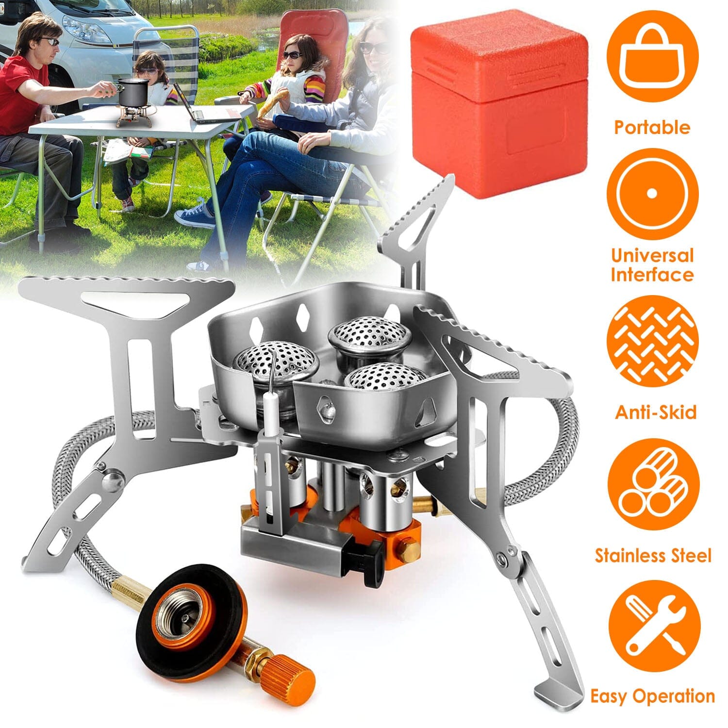 4000W Portable Camping Stove Foldable Powerful Gas Stove Backpacking Burner Safe Shopping Cheap Online