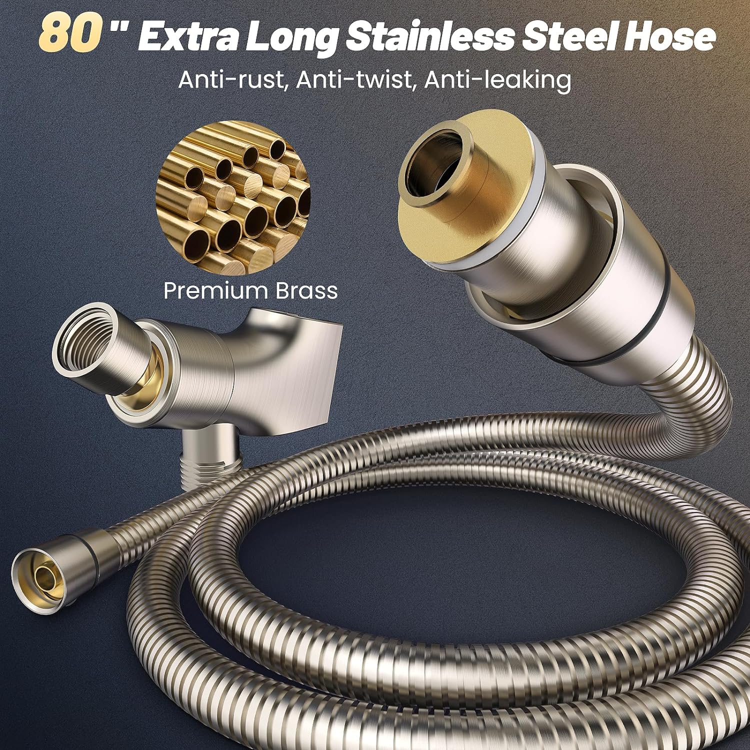 High Pressure 8-Mode Handheld Shower Head  with 80 Extra Long Stainless Steel Hose Free Shipping Inexpensive