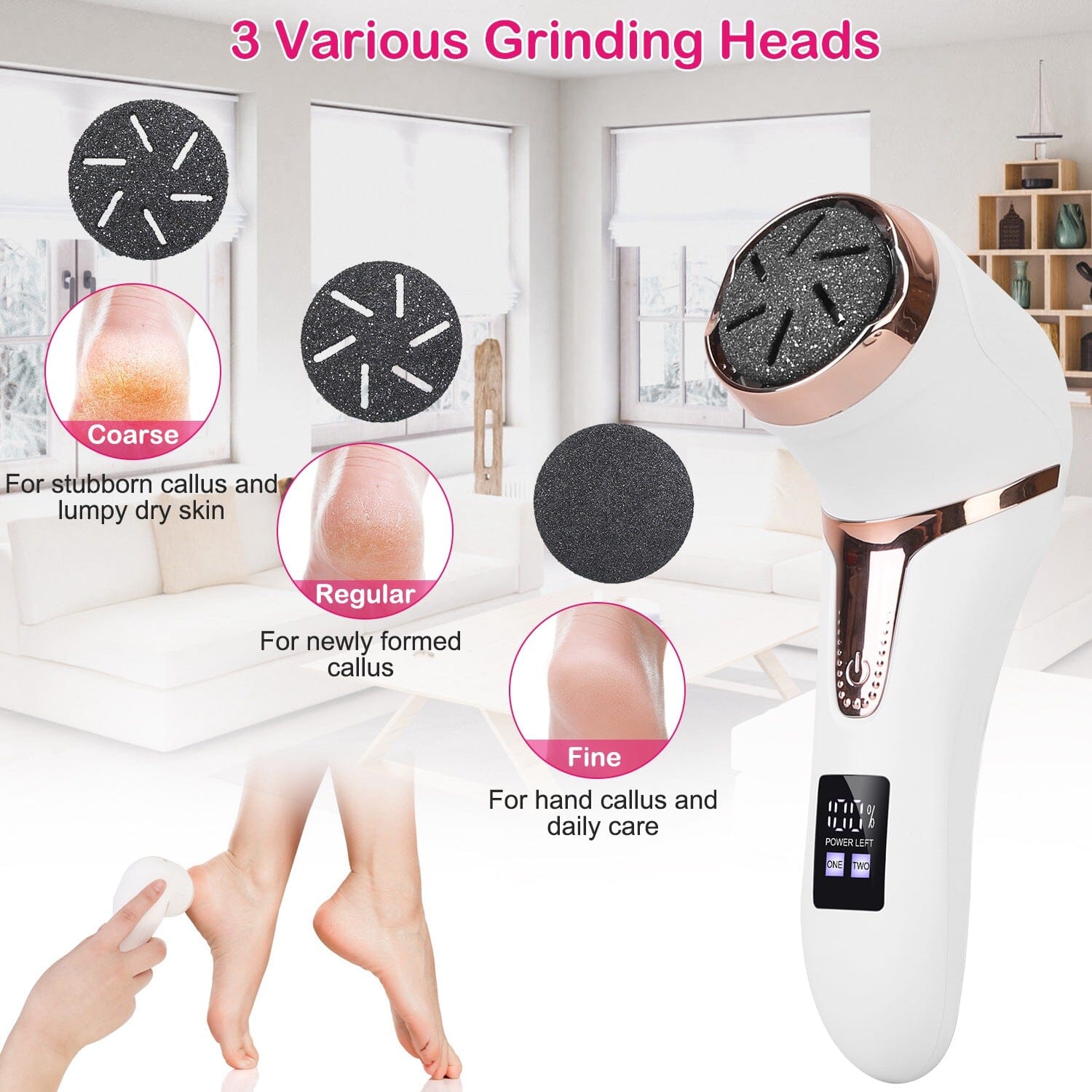 17-Pieces Set: Electric Foot Callus Remover with Vacuum Foot Grinder Rechargeable Discount Wholesale