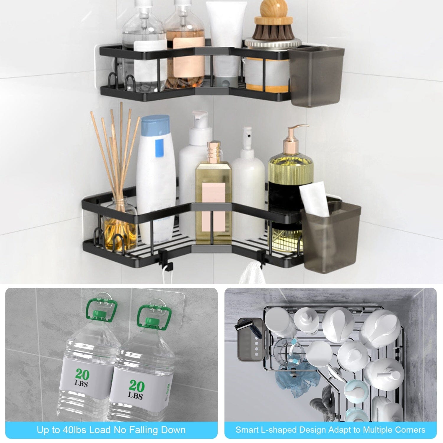 2-Pack: Corner Shower Caddy No Drilling Adhesive Shower Organizer Popular Online