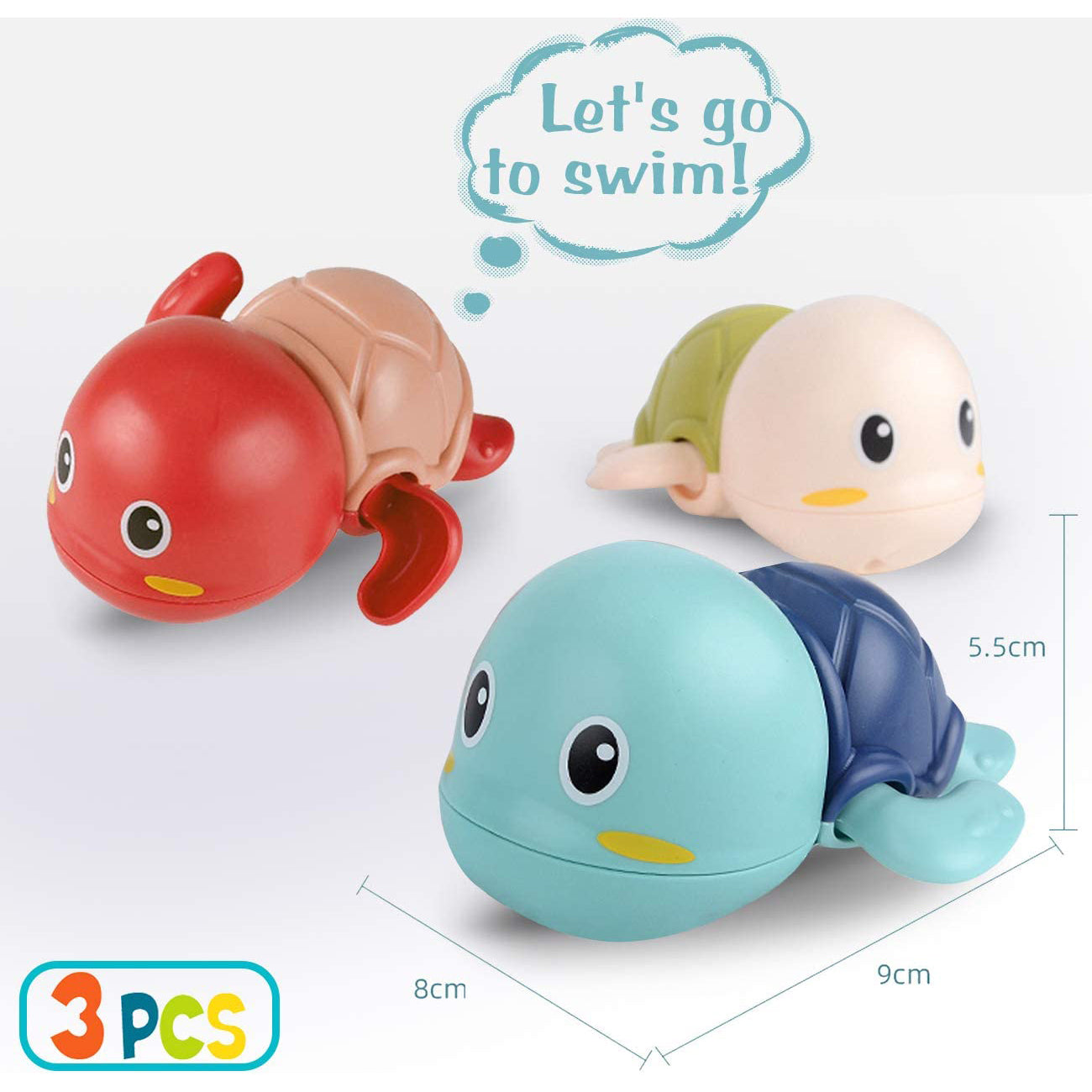 3-Pack: Cute Swimming Turtle Bath Toys Cost Cheap Pice