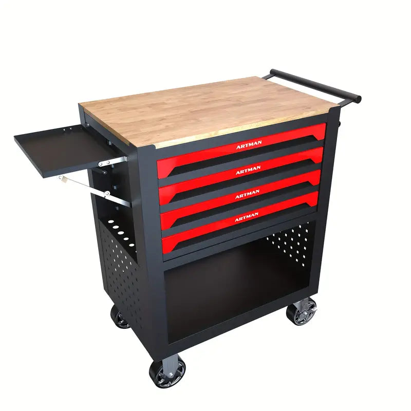 4 Drawers Multifunctional Tool Cart With Wheels And Wooden Top Cheap Real Eastbay