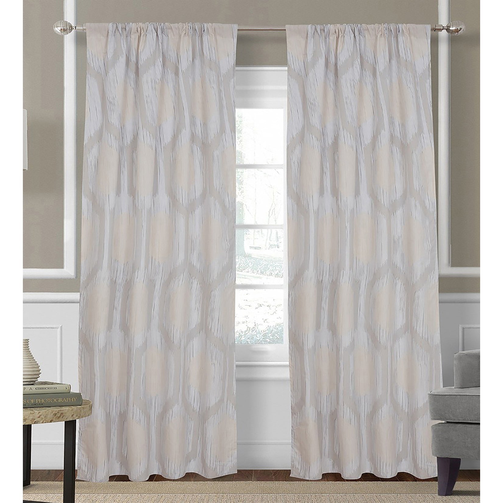 2-Piece Set: Hexagon Strié Window Curtain Panel Pair Recommend