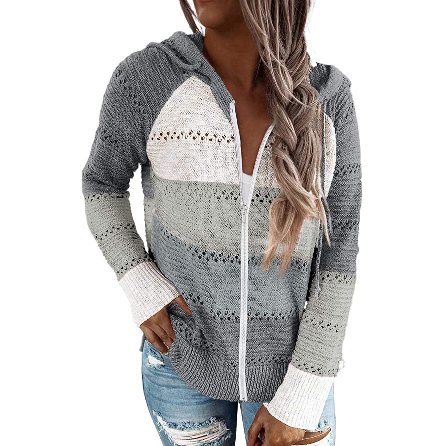 Women Casual Long Sleeve Zip Up Hooded Sweatshirt Hoodies New Arrival