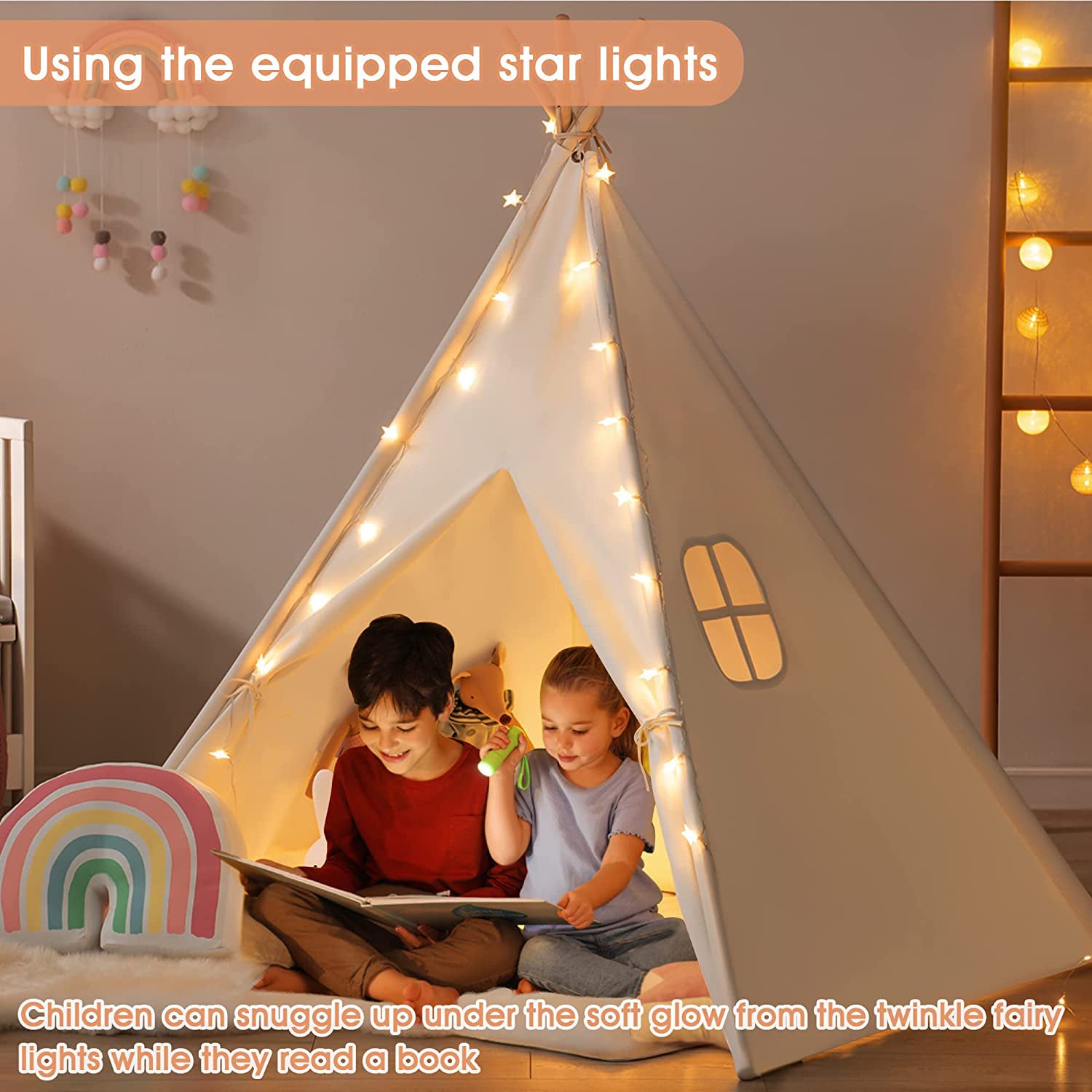 Teepee Tent for Kids - Play Tent Indoor Outdoor Cotton Canvas Cheap Pice Original