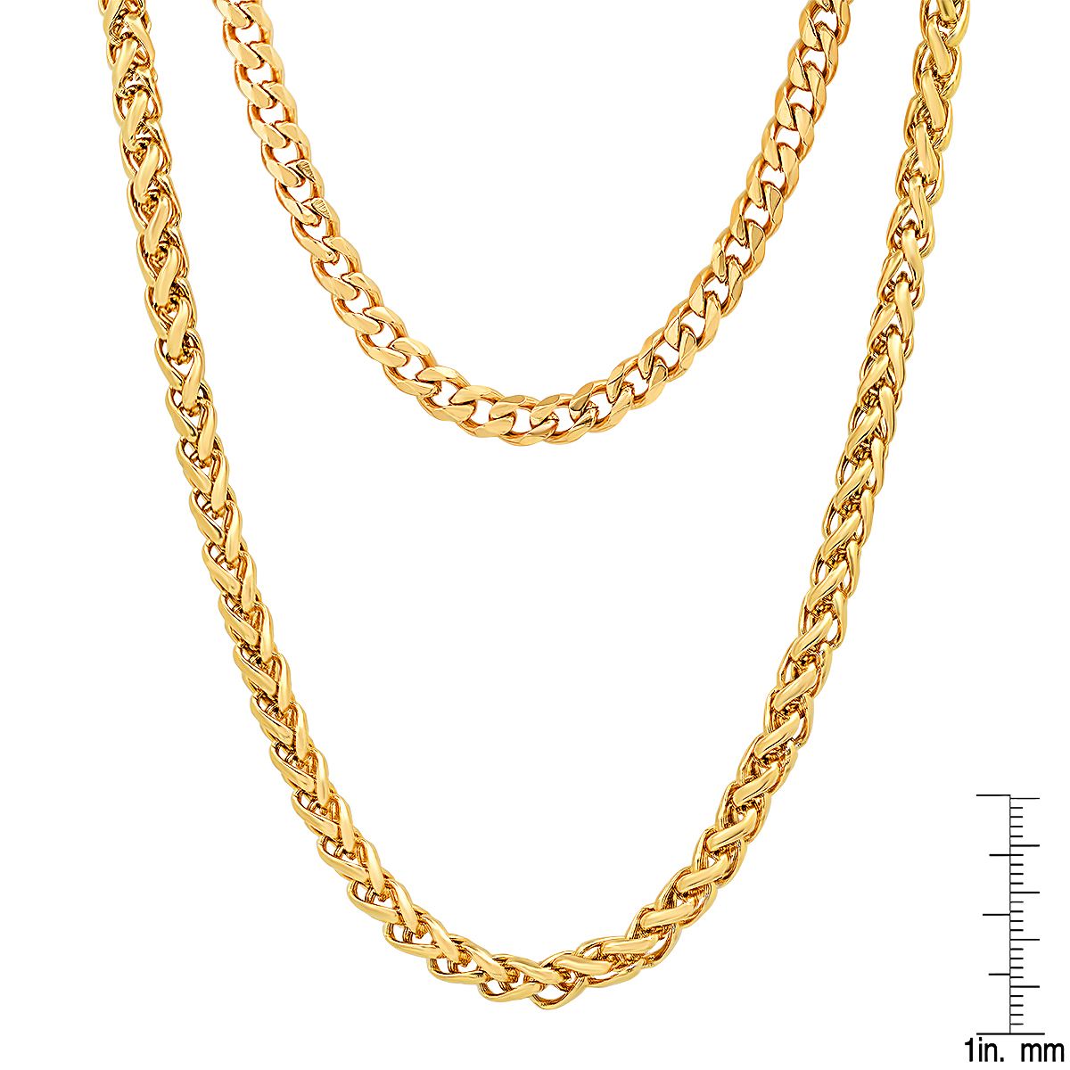 Men's Cuban and Wheat Chain Double Row Necklace Big Sale Cheap Online