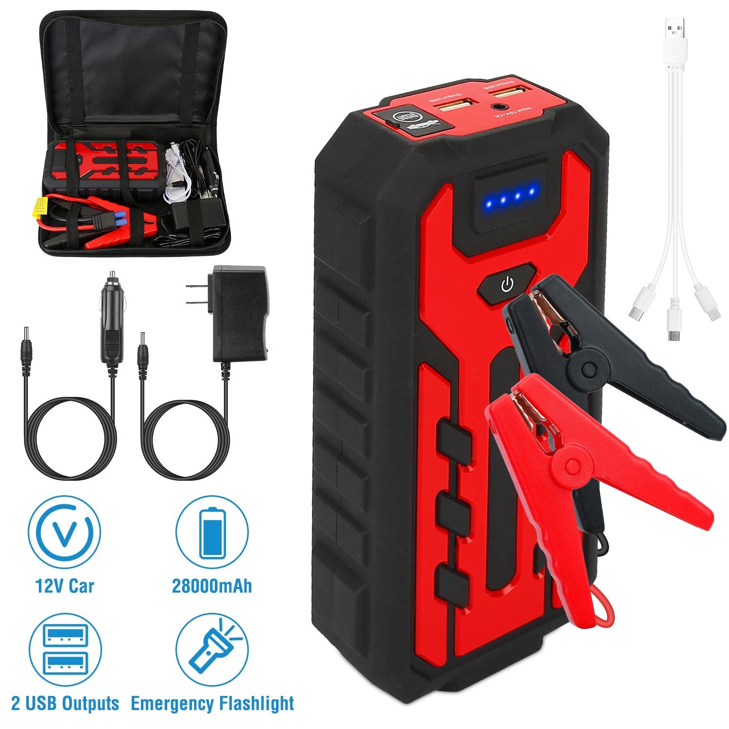 Car Jump Starter Booster with 4 Modes LED Flashlight Pick A Best