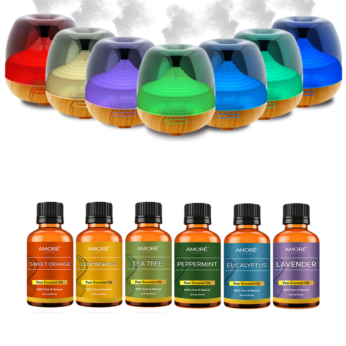 7-Piece: Premium Ultrasonic Aromatherapy Cool Mist Humidifier Diffuser with Essential Oil Gift Set Discount Visit New