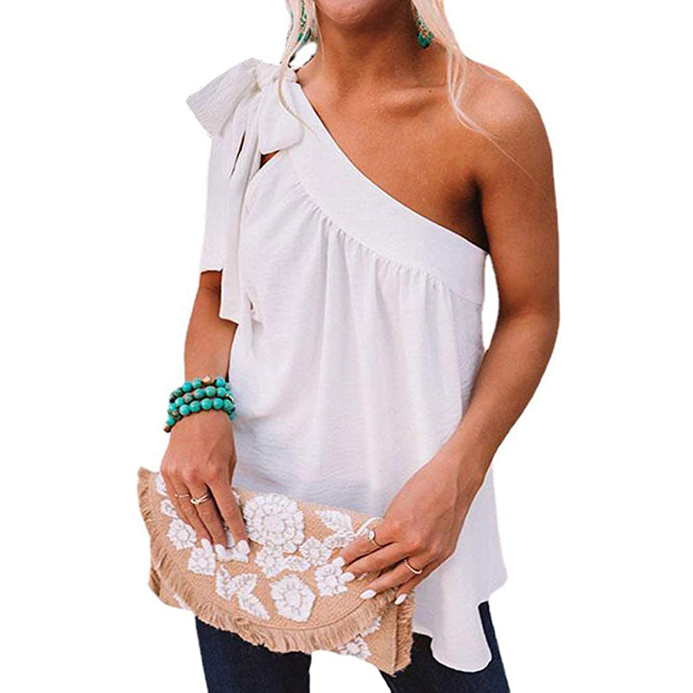 Women's Casual Tie One Shoulder Top Outlet Supply