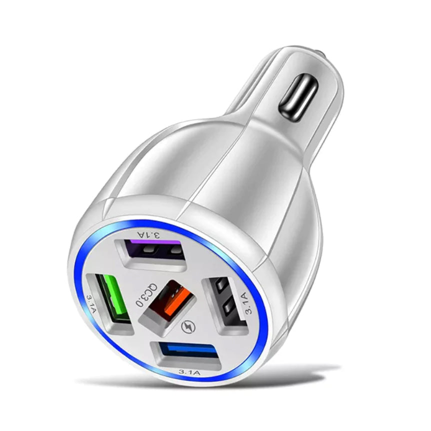 5 Port USB Fast Car Charger with LED Display Grey Outlet Store Online