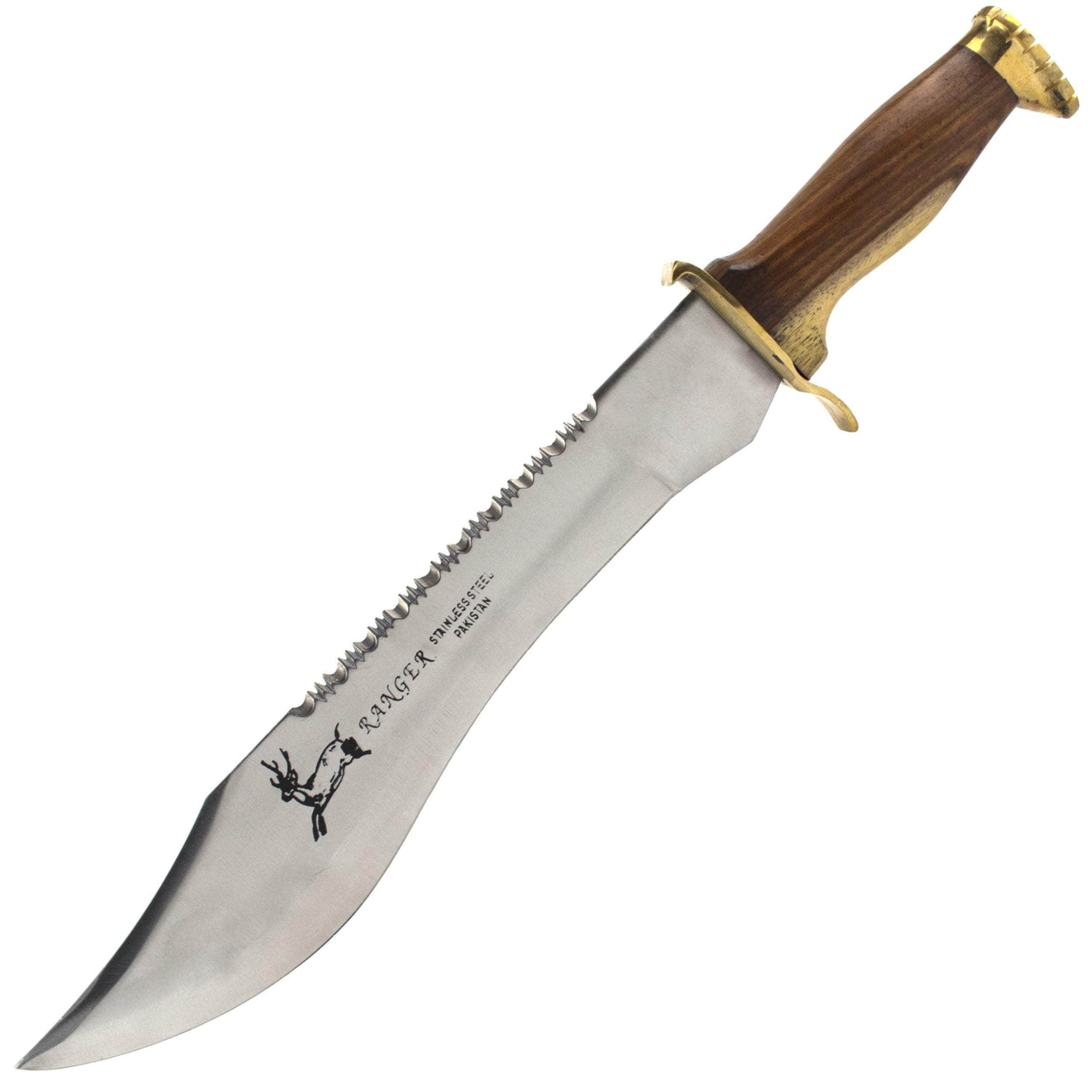 Jungle Bowie Knife, 12 Sawback Blade, Hardwood Handle, Leather Handle EW-3031W Real Cheap Online