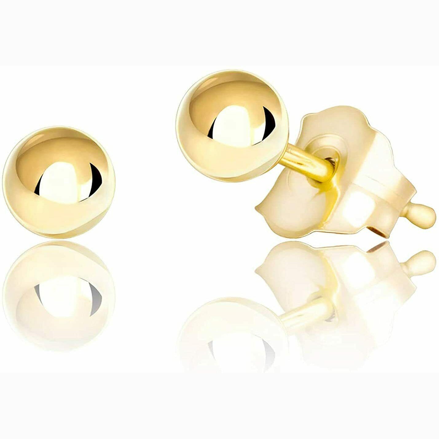 14K Genuine Solid Yellow Gold Ball Earrings Cheap Sale Online Online