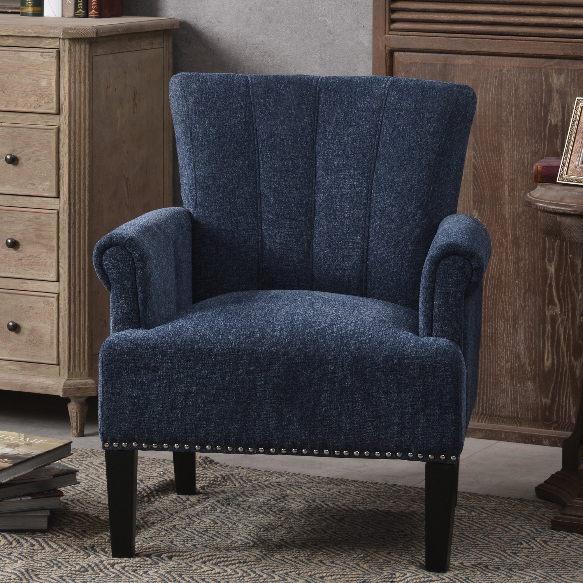 Accent Rivet Tufted Polyester Armchair Sale Wholesale Pice