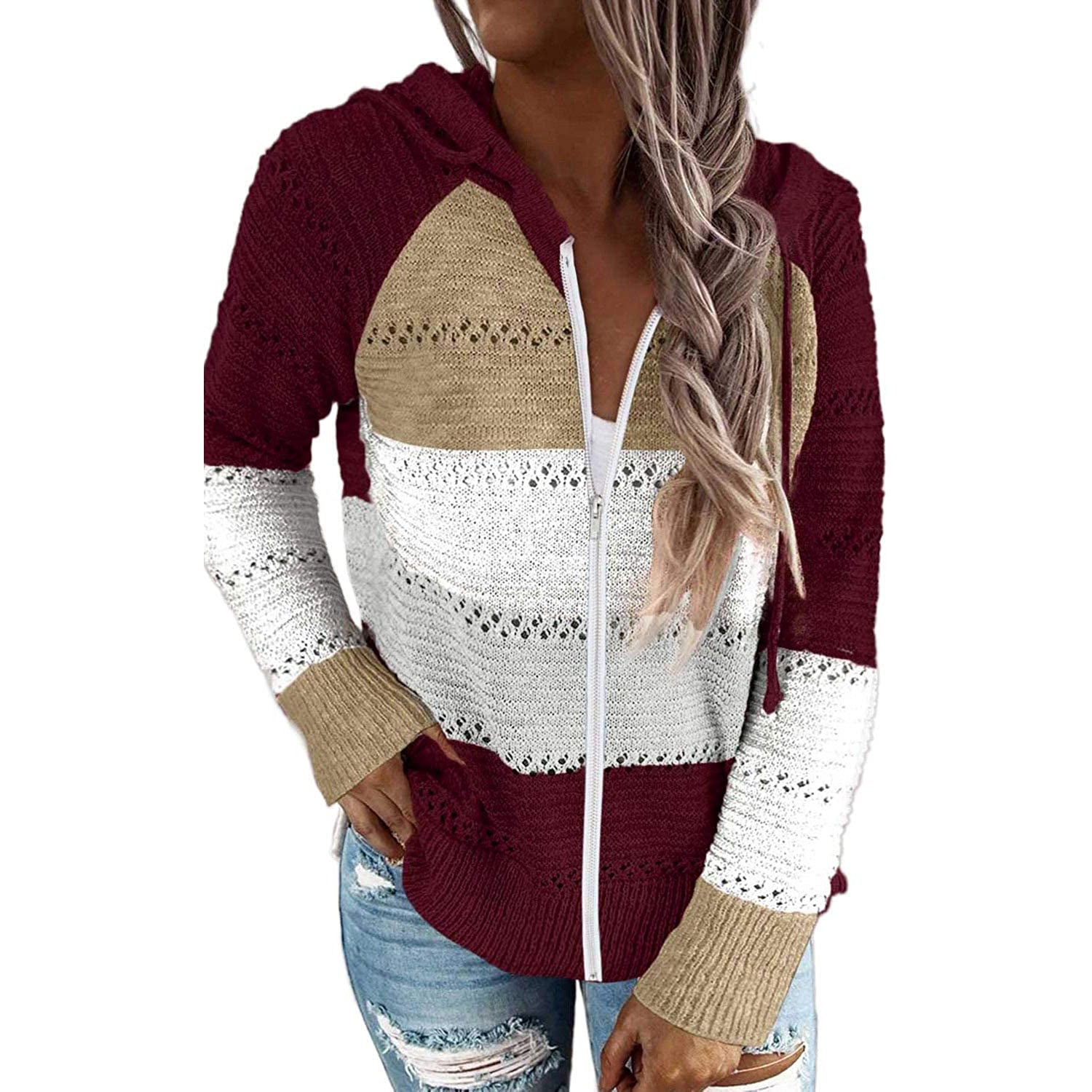 Women Casual Long Sleeve Zip Up Hooded Sweatshirt Hoodies New Arrival