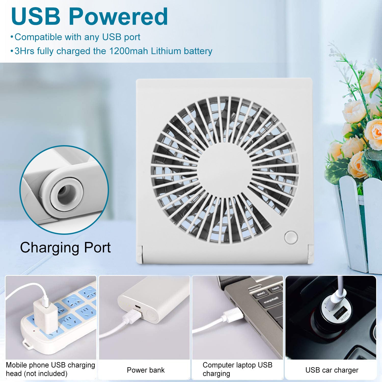 Mini Electric Desk Fan USB Rechargeable Clearance Fashionable
