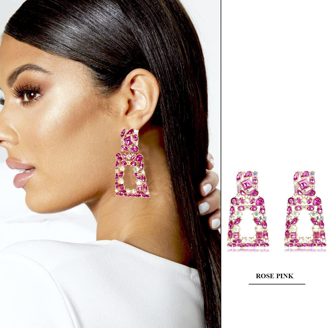 Women's Rhinestone Rectangle Drop Earrings Cheap Pice Store