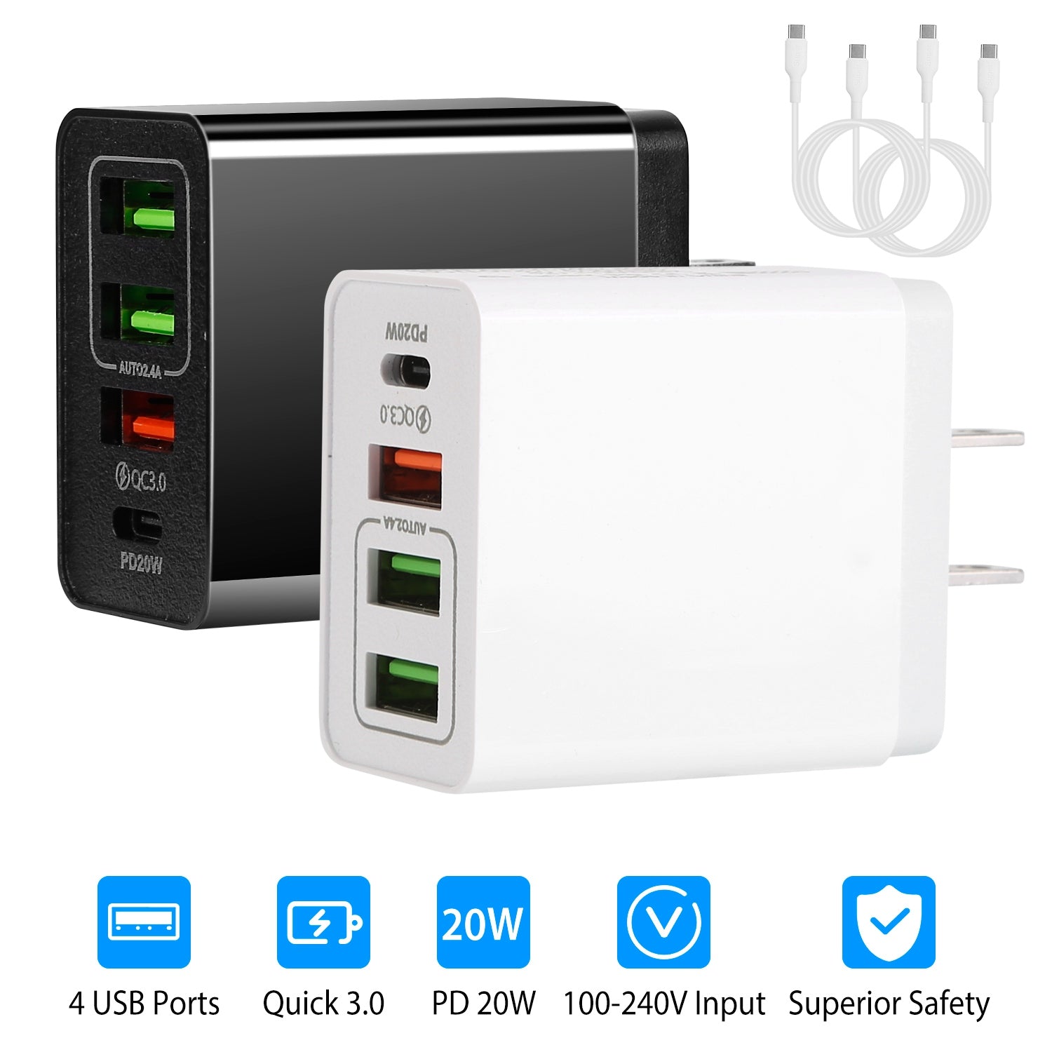 36W USB C 4-Port Fast Charger Browse For Sale