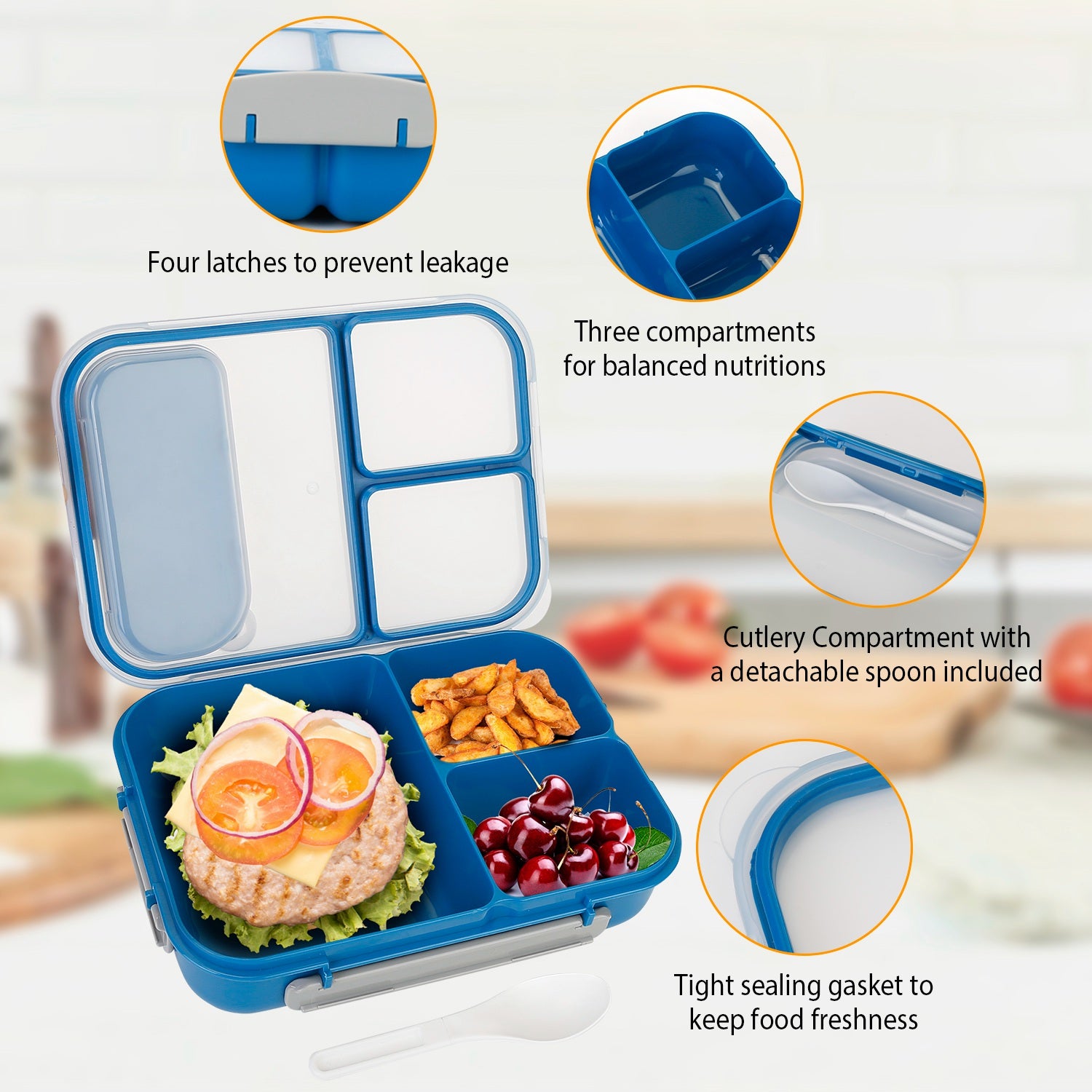 Bento Box Portable Lunch Box Picnic Food Storage with 3 Compartments Cheap Sale Comfortable