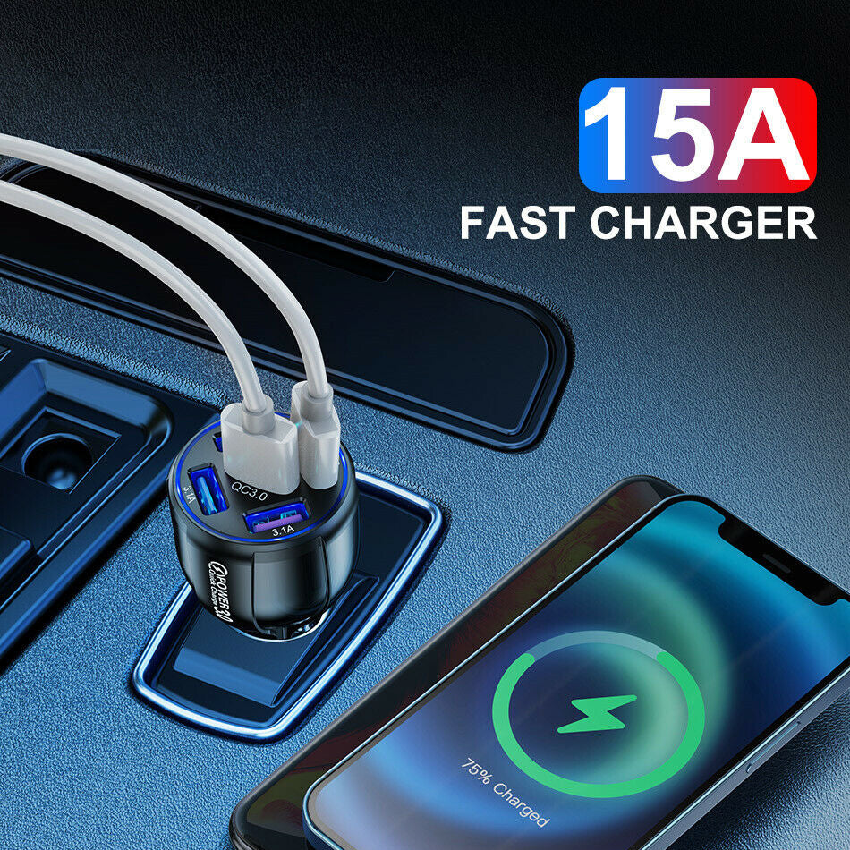 5 Port USB Fast Car Charger with LED Display Grey Outlet Store Online