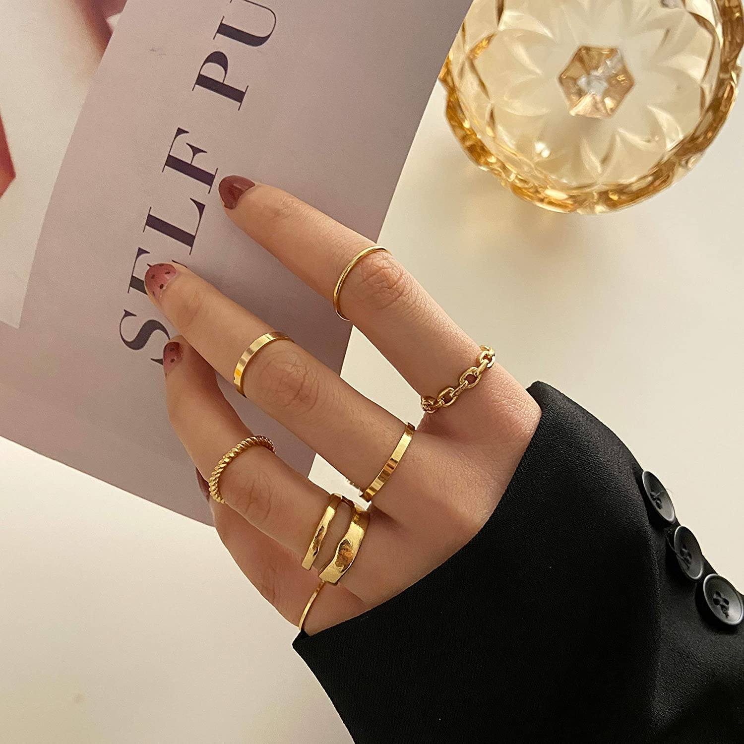 7-Piece: Women's Gold Knuckle Ring Set For Sale Sale Online