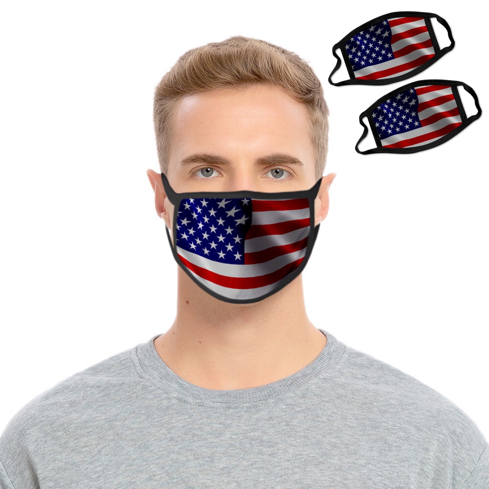 2-Pack: USA American Flag Reusable Washable Mask Genuine Cheap Pice