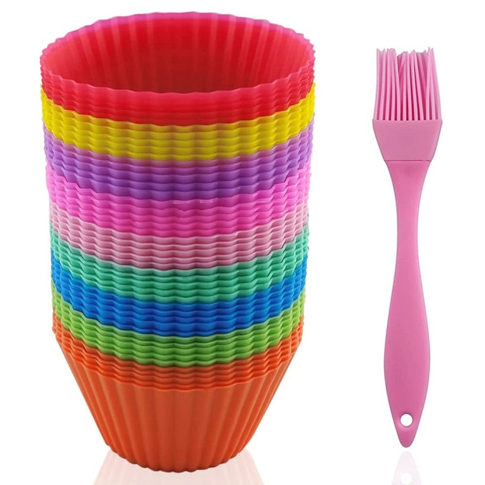 24-Piece: Silicone Baking Cups with Silicone Brush Top Quality For Sale