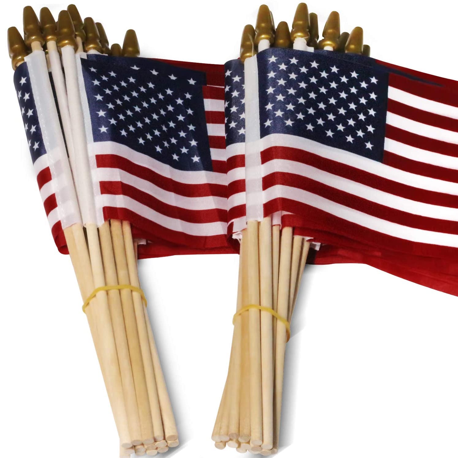 100-Pack: USA 4x6 in Wooden Stick Flag Outlet Choice